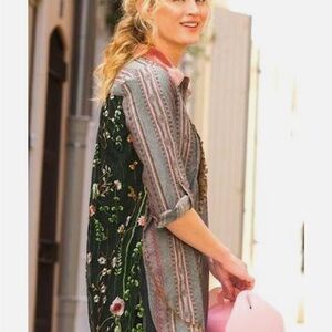 John Mark Velvet Collar Patterned Blouse